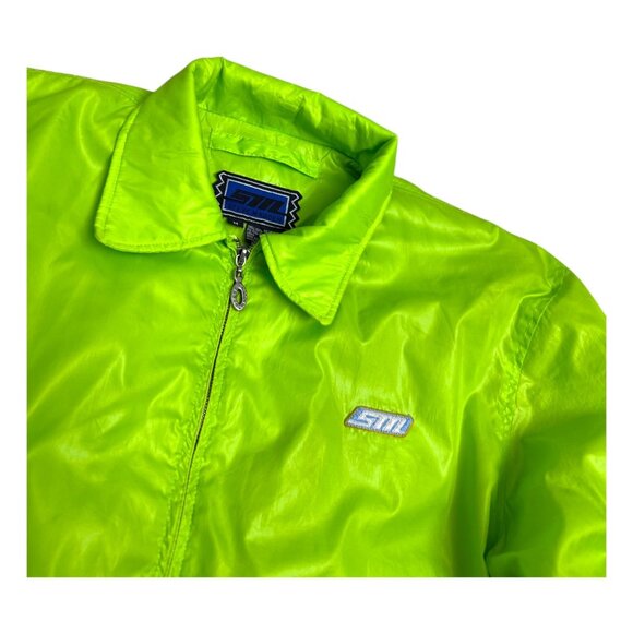 STEVE MADDEN Vintage Y2K Lime Green Designer Bomber Jacket Womens Medium - Picture 2 of 8